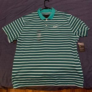 Green striped Nike golf shirt